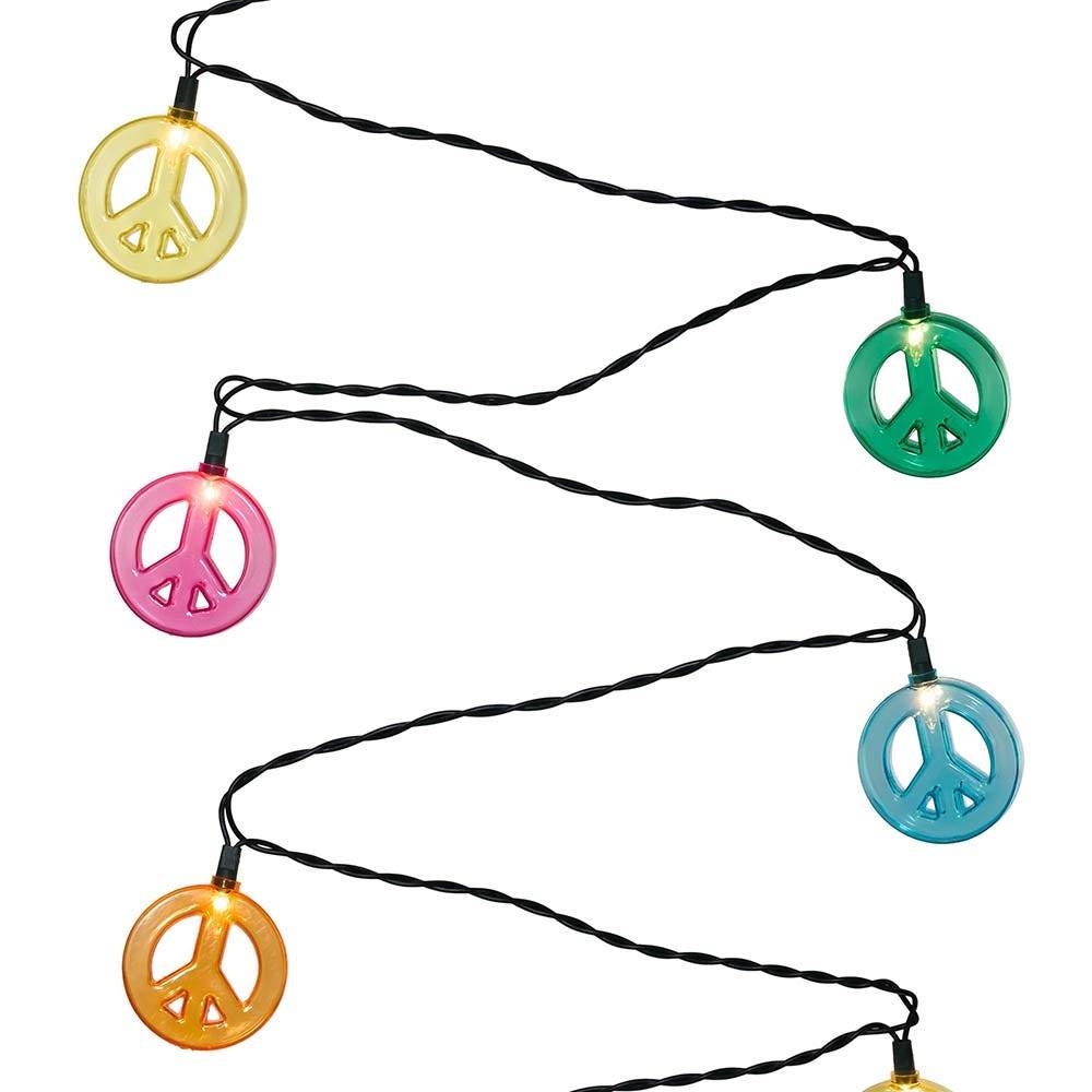 Kurt Adler 10-Light Multicolored Peace Sign Light Set