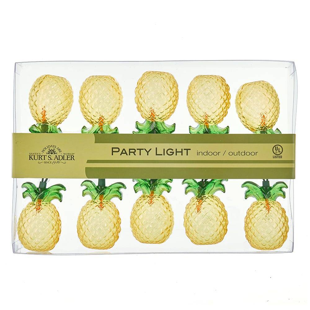 Kurt Adler 10-Light Glass-Look Pineapple Light Set