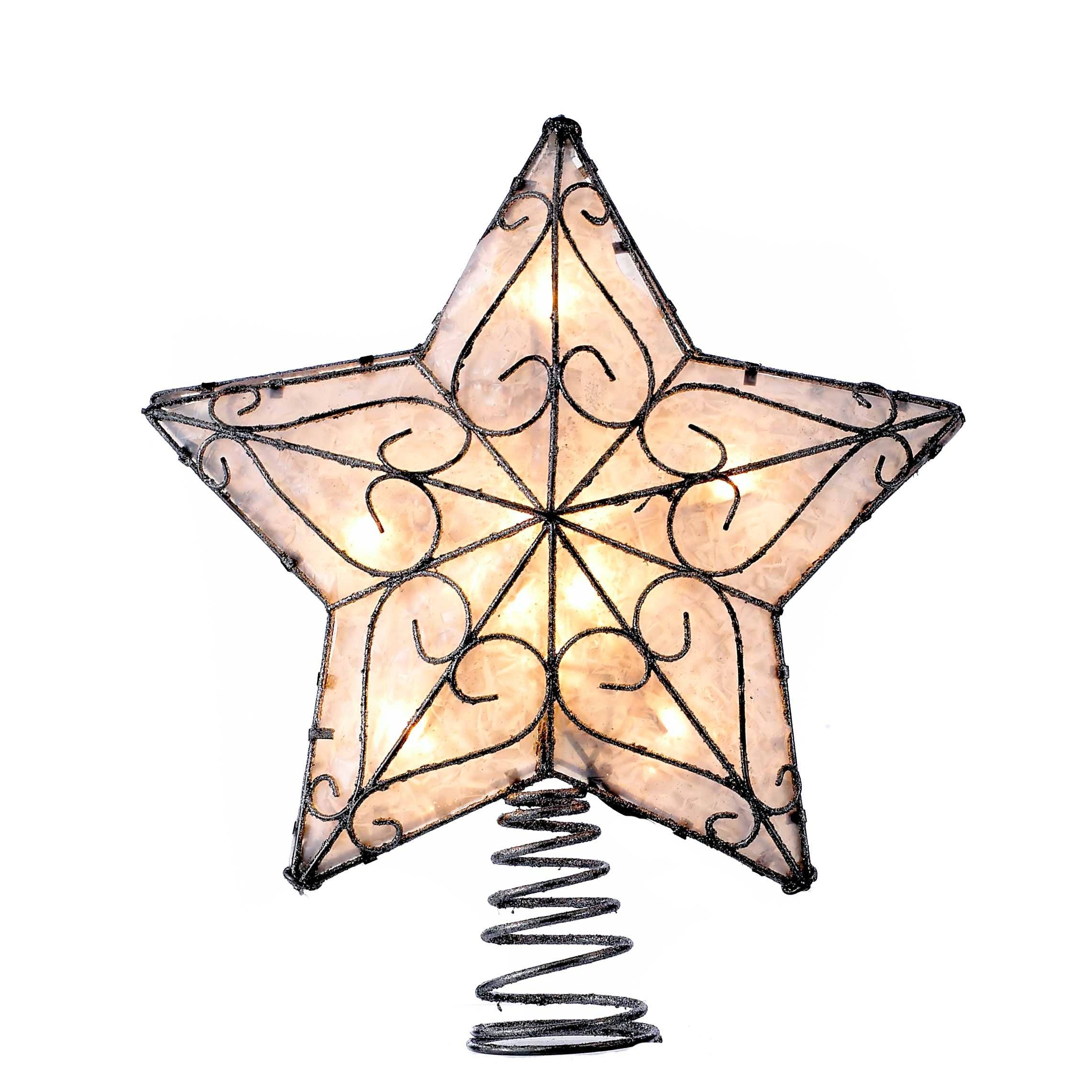 Kurt Adler UL 10-Light Trimmed Capiz inspired Star Treetop