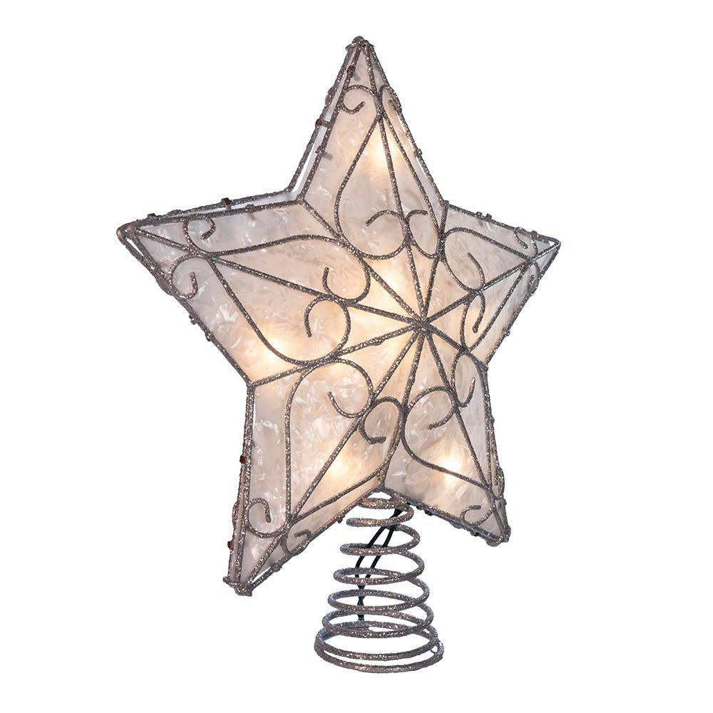 Kurt Adler UL 10-Light Trimmed Capiz inspired Star Treetop