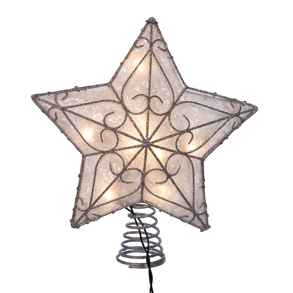 Kurt Adler UL 10-Light Trimmed Capiz inspired Star Treetop