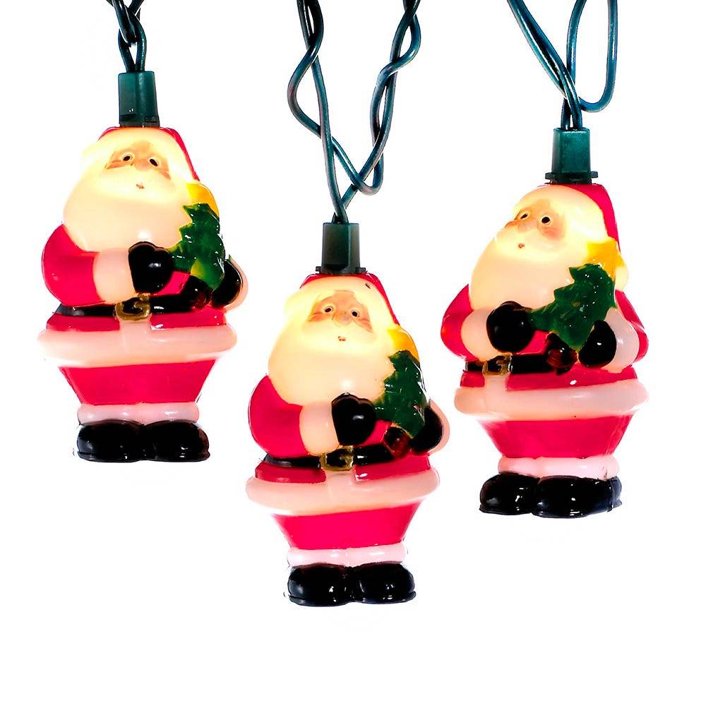 Kurt Adler UL 10-Light 3-Inch Santa with Tree Light Set