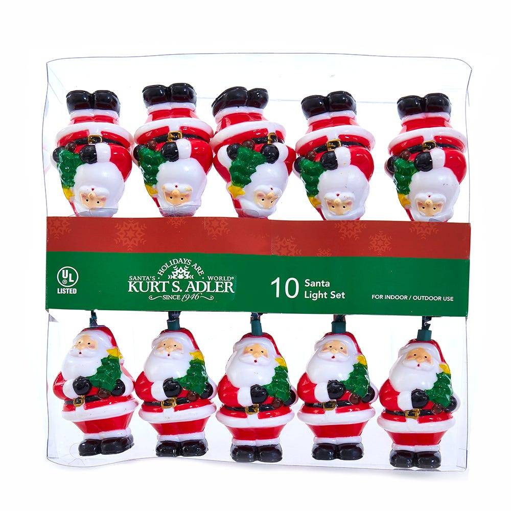 Kurt Adler UL 10-Light 3-Inch Santa with Tree Light Set