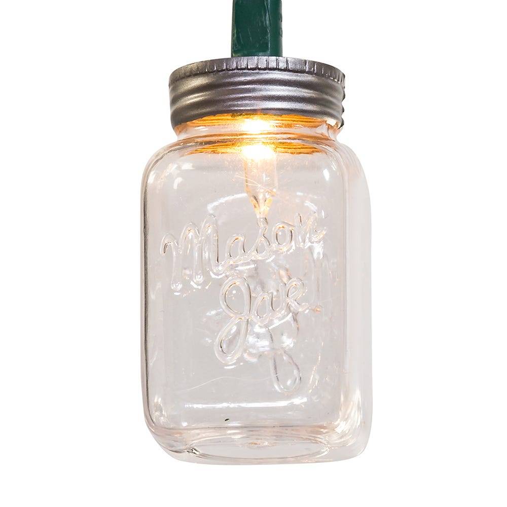 Kurt Adler UL 10-Light Clear Mason Jar Light Set