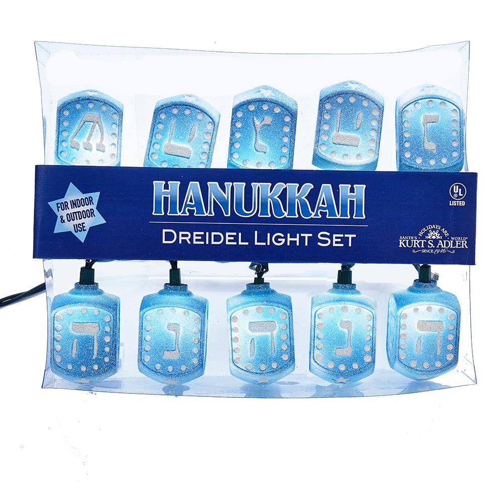 Kurt Adler UL 10-Light Hanukkah Dreidel Light Set