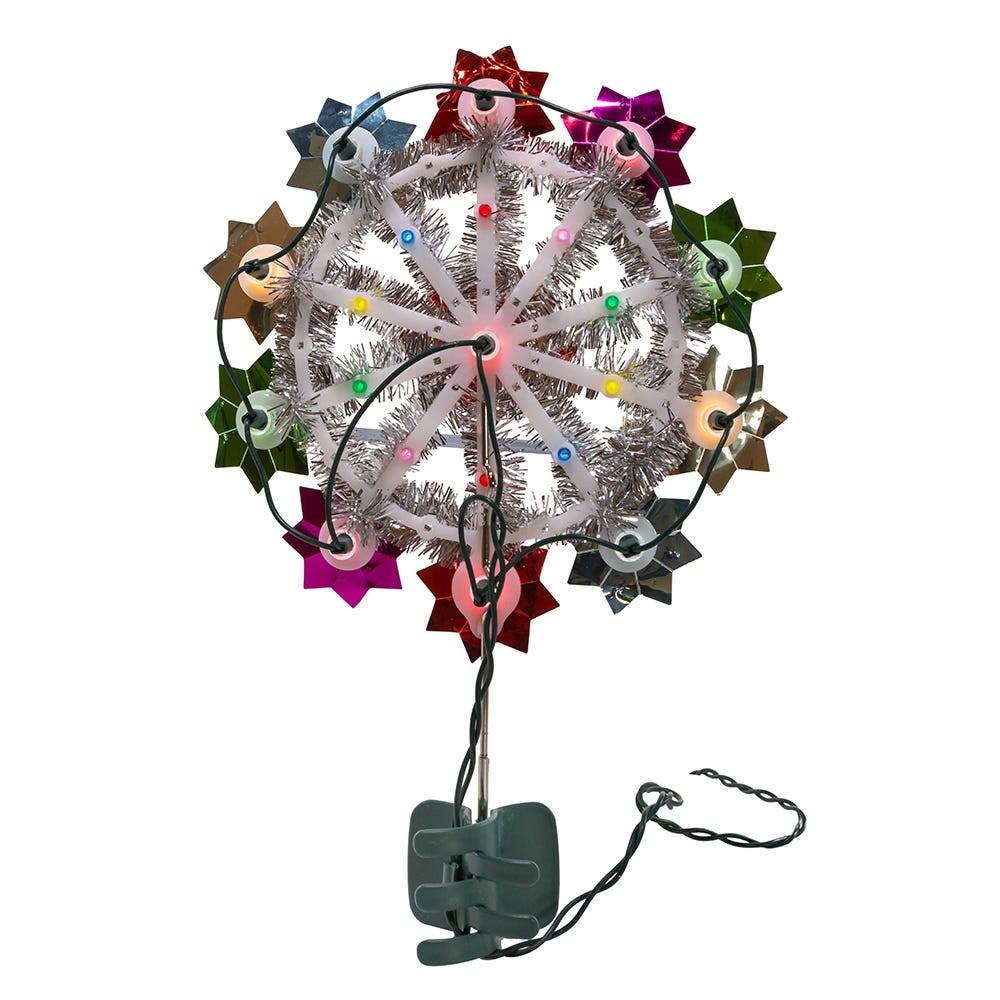 Kurt Adler 11-Inch 11-Light Multi-Color Retro Reflector Tree Topper