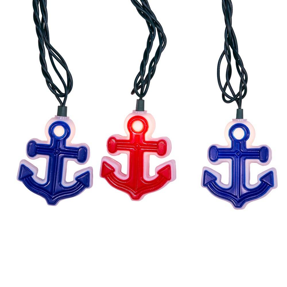 Kurt Adler UL 10-Light Red and Blue Anchor Light Set