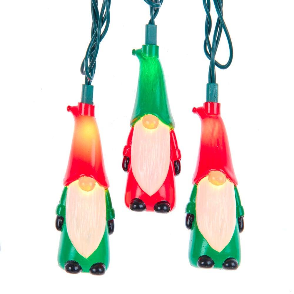 Kurt Adler UL 10-Light Red and Green Gnome Light Set