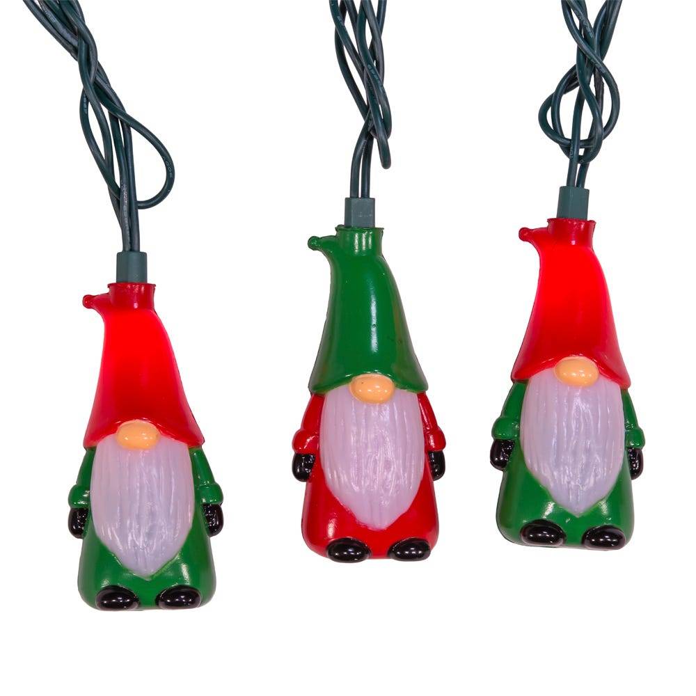 Kurt Adler UL 10-Light Red and Green Gnome Light Set