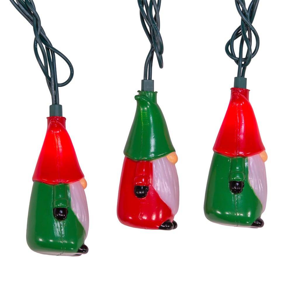 Kurt Adler UL 10-Light Red and Green Gnome Light Set