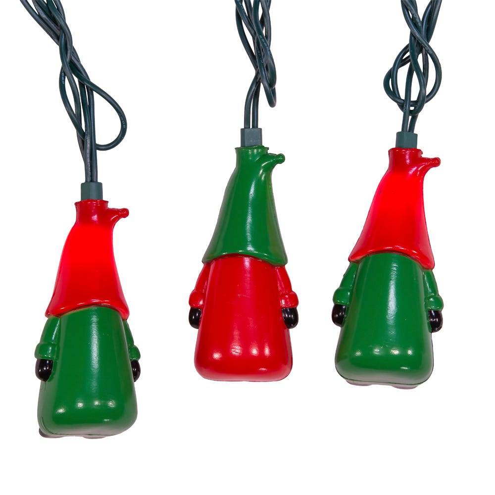 Kurt Adler UL 10-Light Red and Green Gnome Light Set