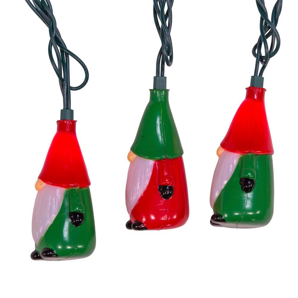 Kurt Adler UL 10-Light Red and Green Gnome Light Set