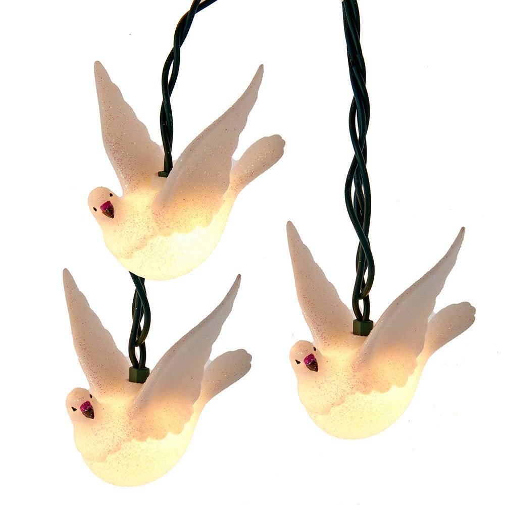 Kurt Adler UL 10-Light Glitter Dove Light Set