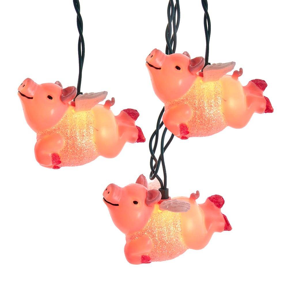 Kurt Adler UL 10-Light Flying Pig Light Set