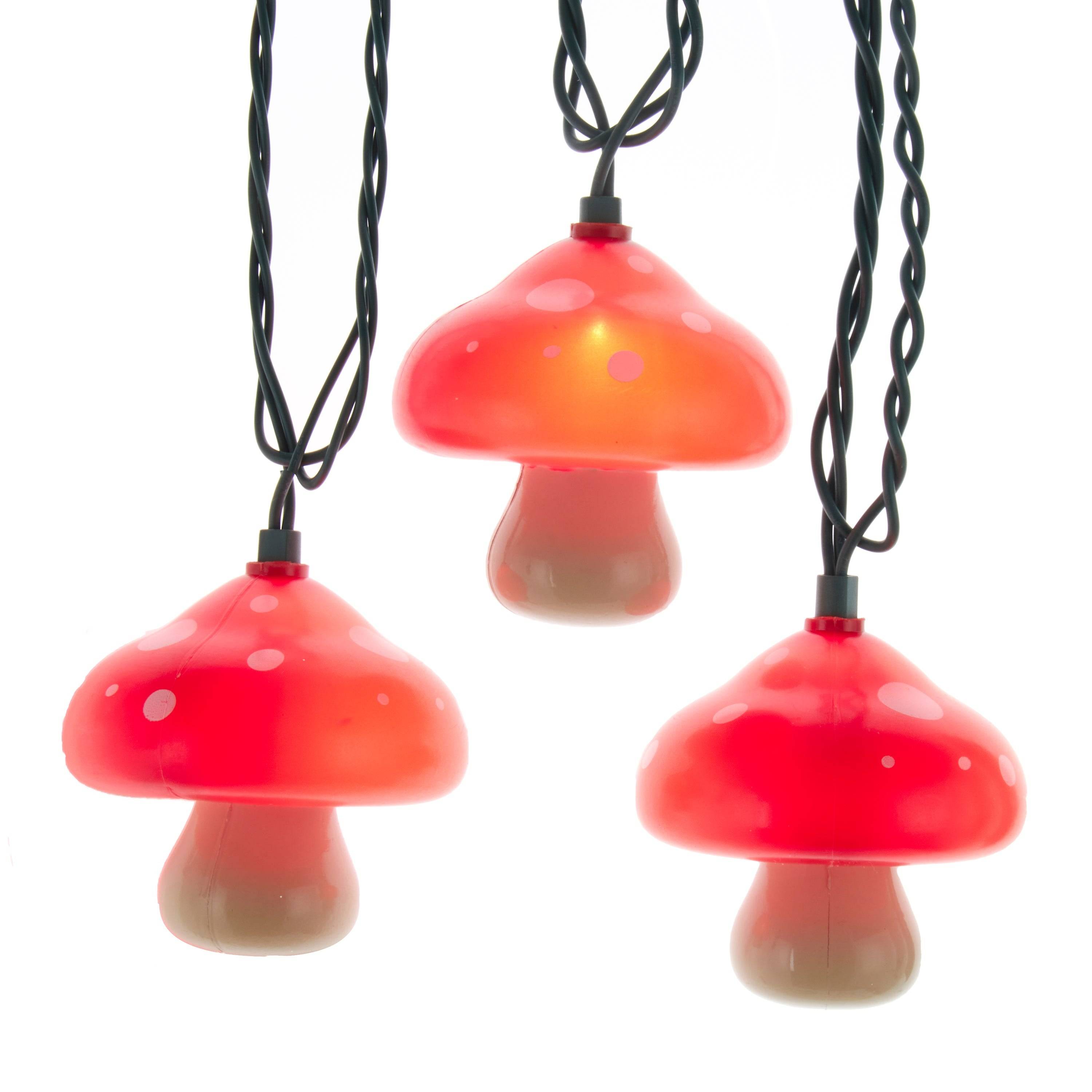 Kurt Adler 12-Foot UL 10-Light Mushroom Light Set With Green Wire