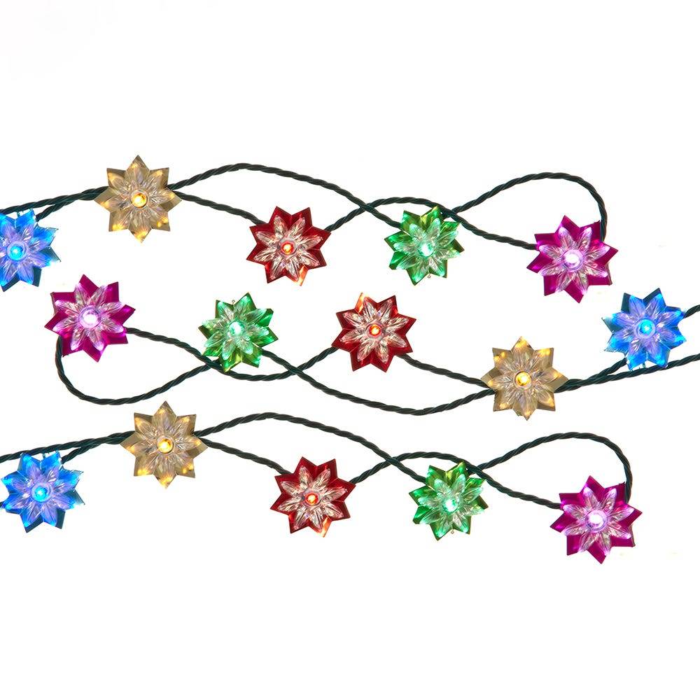 Kurt Adler 15.7-Foot UL 20-Light Multicolor LED Clear Lotus Flower Light Set With Green Wire