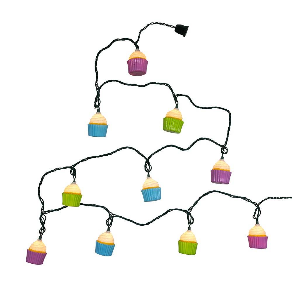 Kurt Adler 12-Foot UL 10-Light Multicolor Cupcake Light Set With Green Wire