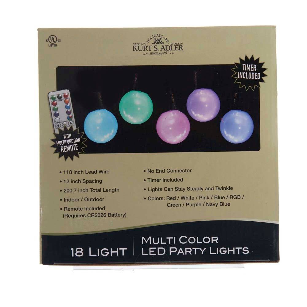 Kurt Adler 18-Light Multi-colored LED Party Light Set