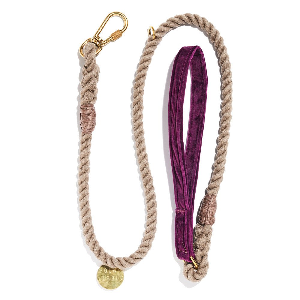 Vintage Purple Washable Velvet Animal Leash