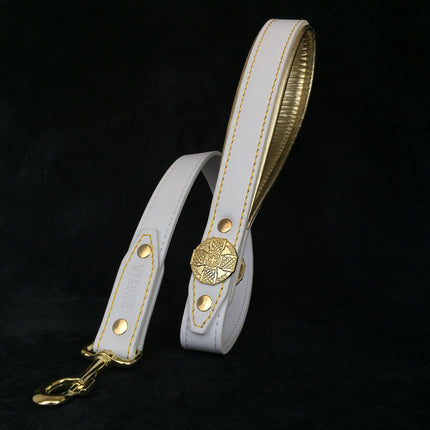 The "Maximus" leash white & gold