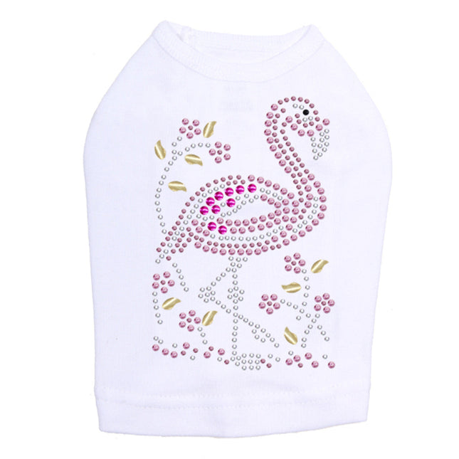 Pink Flamingo with Nailhead Flowers - Dog Tank