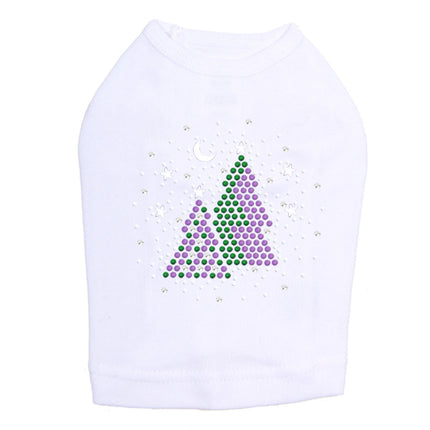 Purple & Green Christmas Trees with Snowflakes - Dog Tank