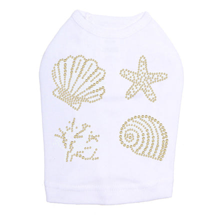 Gold & White Sea Shells - Dog Tank