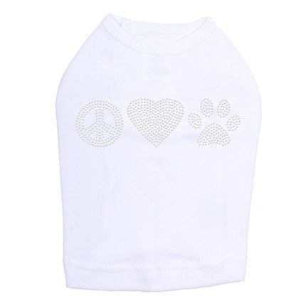 Peace, Love, Paw (Rhinestone) - Dog Tank