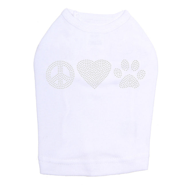 Peace, Love, Paw (Rhinestone) - Dog Tank