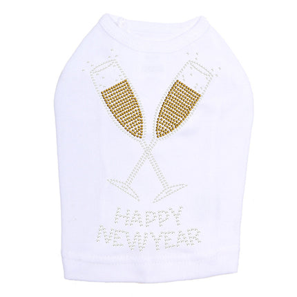 Happy New Year Champagne Glasses - Dog Tank