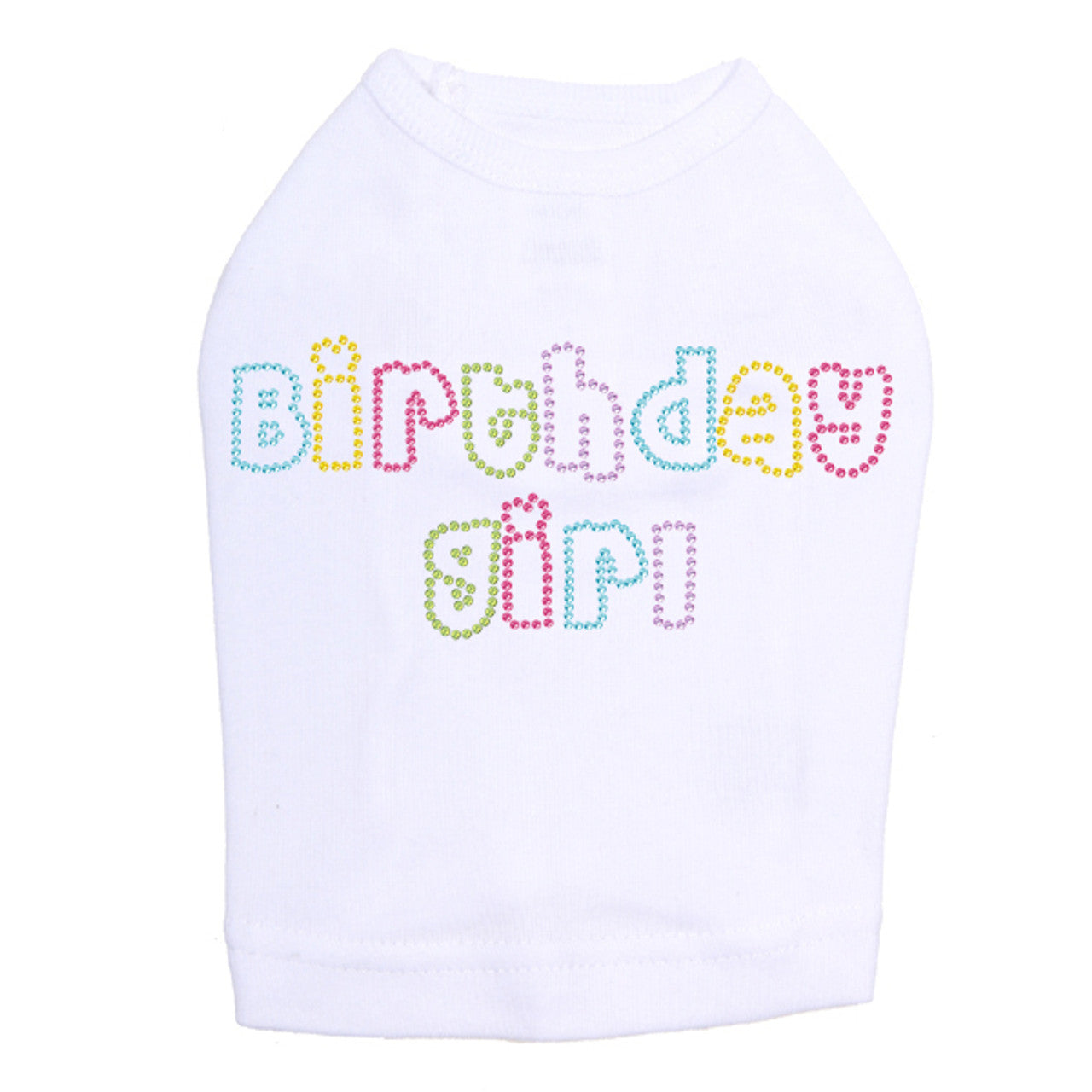 Birthday Girl (Multicolor) - Dog Tank White