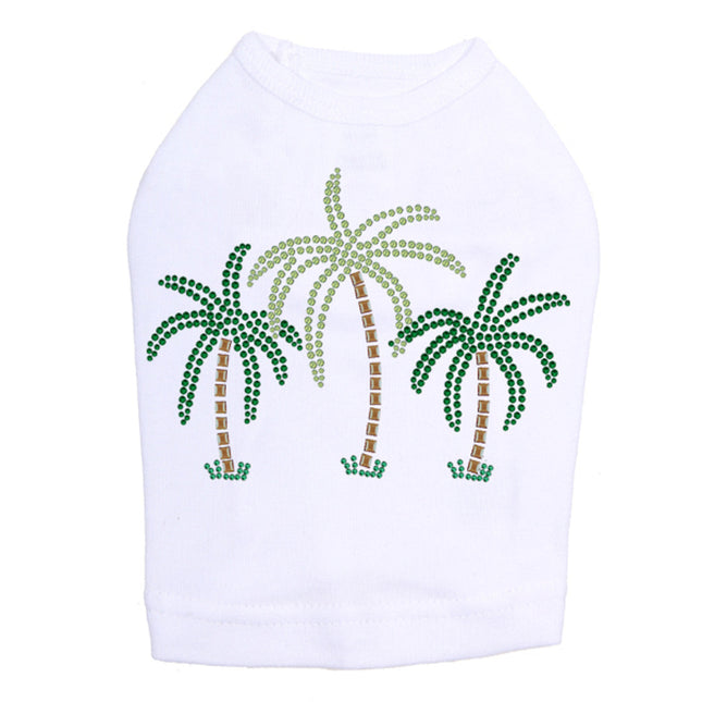 Palm Trees (Green Rhinestones) - Dog Tank