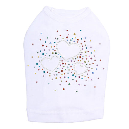 Three Hearts with Multicolored Studs - Dog Tank