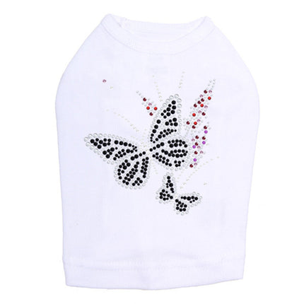 Black Butterfly with Flowers - Dog Tank