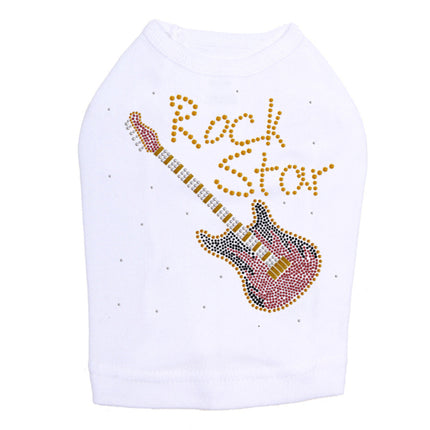 Rock Star with Red & Gold Guitar - Dog Tank