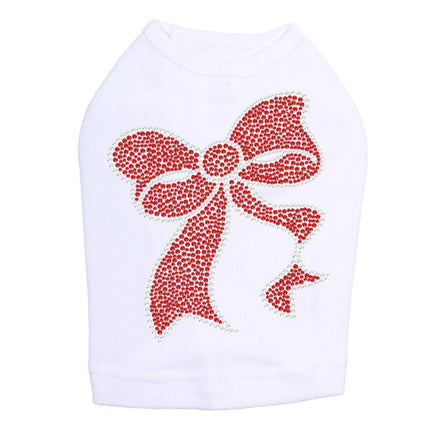 Red Rhinestone Bow - Dog Tank