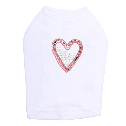 Pink Sequin & Rhinestone Heart - Dog Tank