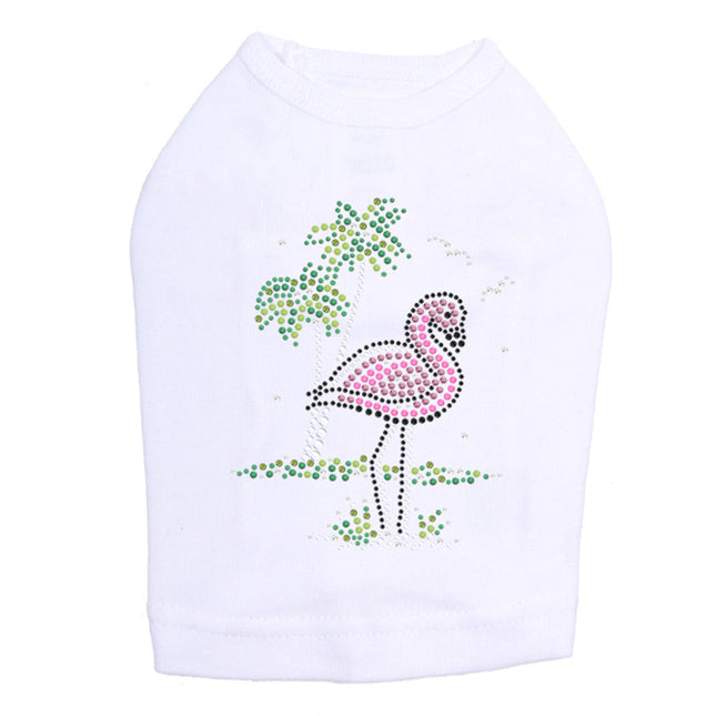 Pink Flamingo with Palm Trees - Dog Tank