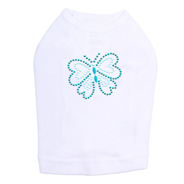 Blue Rhinestud Butterfly - Dog Tank