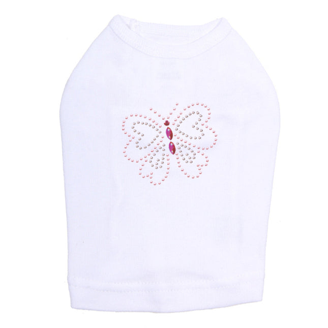 Pink Rhinestud Butterfly - Dog Tank