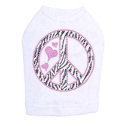 Peace Sign (Pink & Zebra Print) - Dog Tank