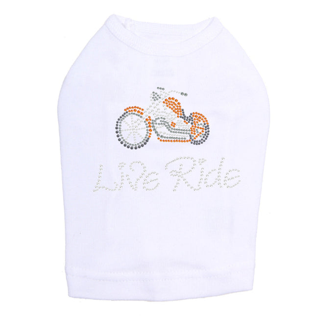 Live - Ride - Orange Motorcycle - Dog Tank