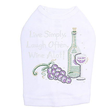 Wine Bottle, Glass & Grapes - Live Simply... - Dog Tank