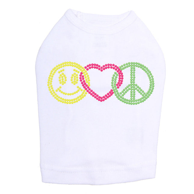 Smiley Face, Love, Peace - Dog Tank