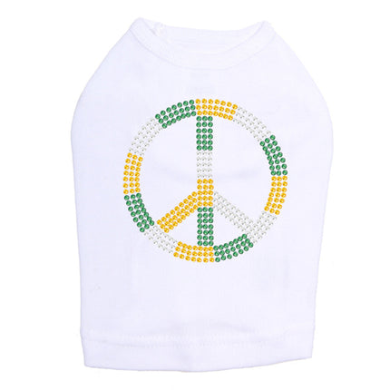 Peace Sign (Green, Gold, & Clear) - Dog Tank