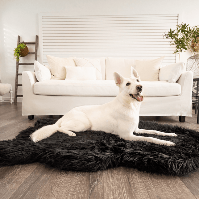 PupRug by Paw.com™ Faux Fur Orthopedic Dog Bed - Curve Midnight Black