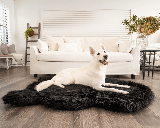 PupRug by Paw.com™ Faux Fur Orthopedic Dog Bed - Curve Midnight Black