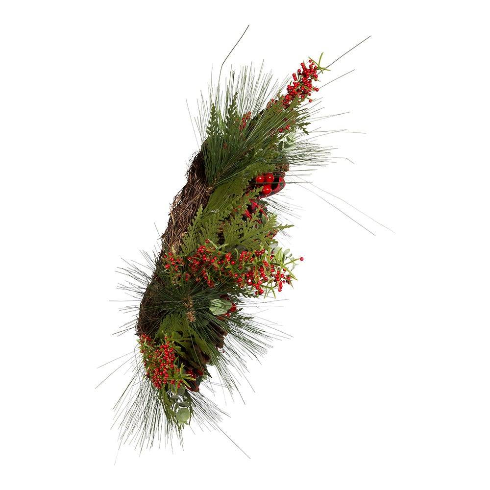 Kurt Adler 24-Inch Berries and Pinecone Ribbon Rattan Wreath