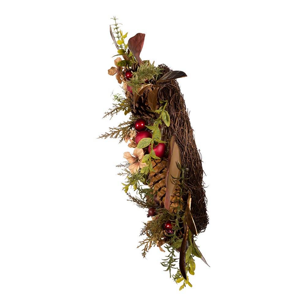 Kurt Adler 24-Inch Berries and Pinecone Burgundy Rattan Wreath