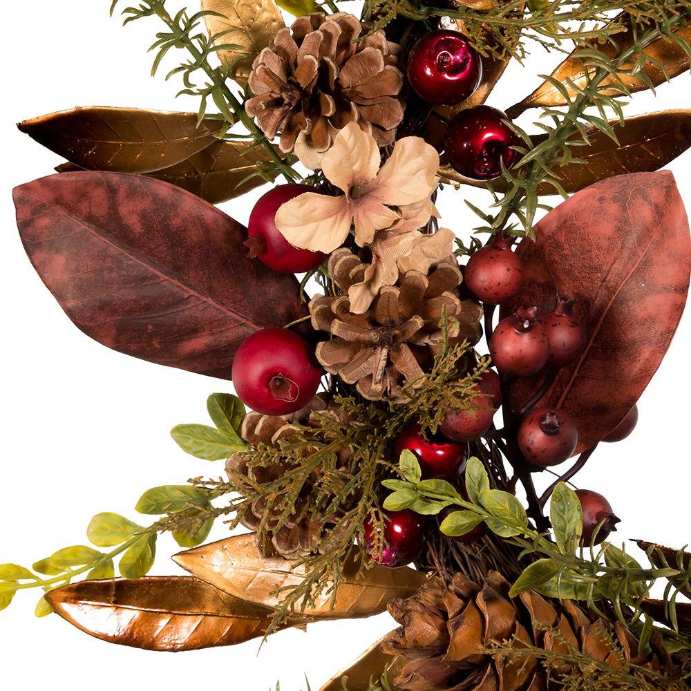 Kurt Adler 24-Inch Berries and Pinecone Burgundy Rattan Wreath